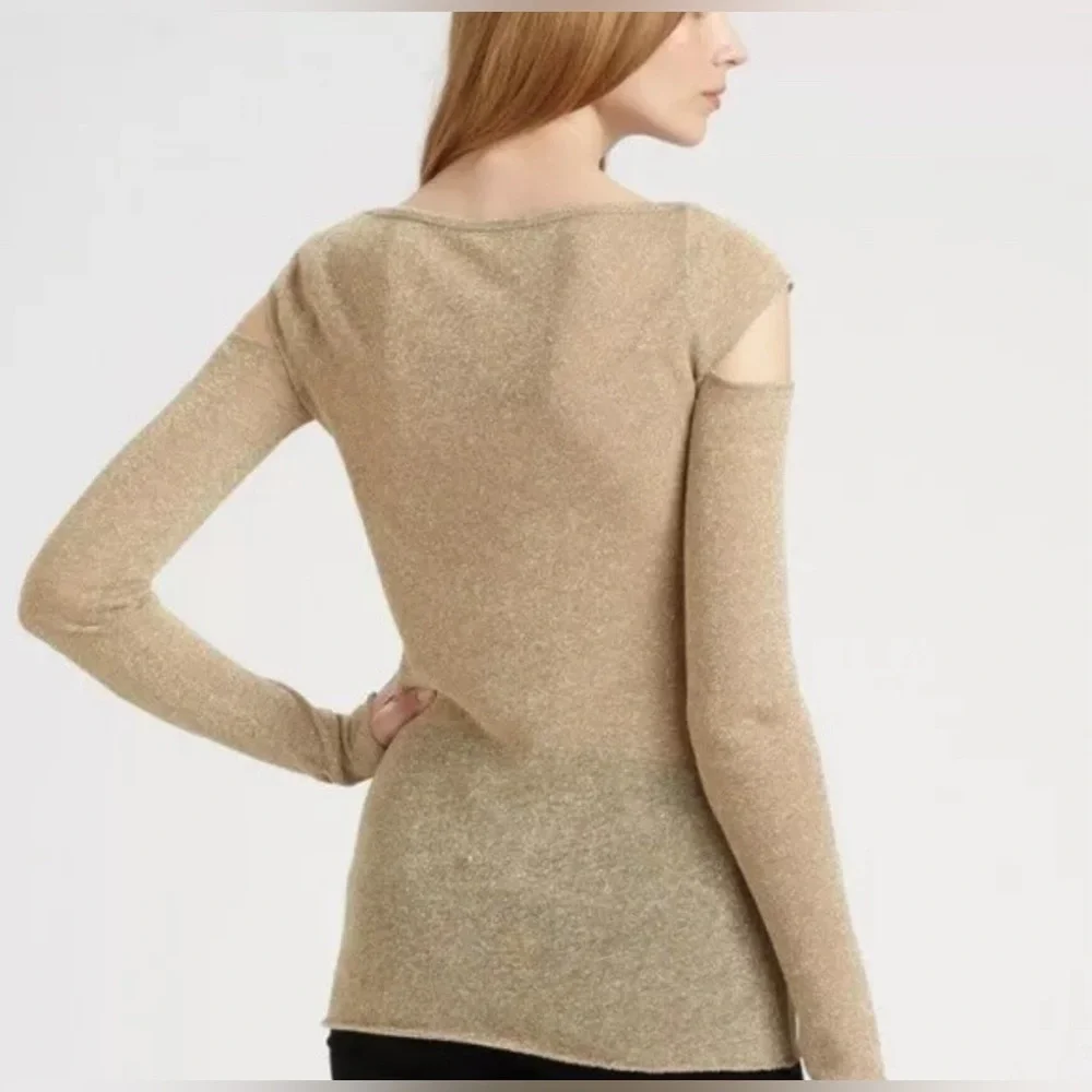 Bailey 44 black sabbath top gold sparkle cold shoulder S $125 sweater l/s linen - Picture 2 of 10
